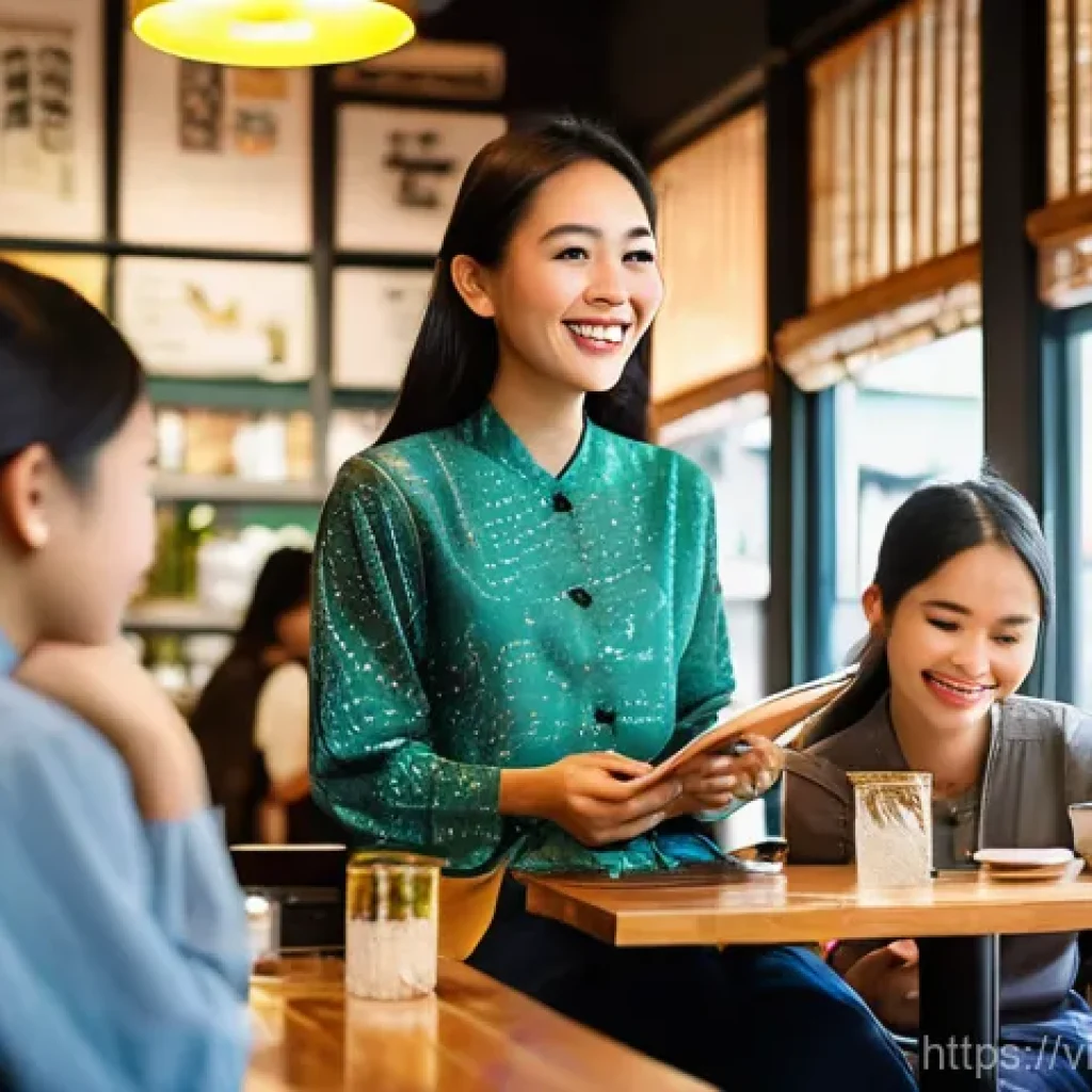 고객 니즈 리서치를 통한 제품 개선 사례 - **Prompt: "A vibrant, bustling scene inside a cozy, modern Vietnamese coffee shop. The female owner,...