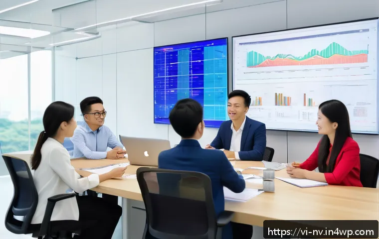 시장 조사와 고객 니즈 리서치의 차이점 - A modern Vietnamese business team in a bright, spacious office, engaged in a detailed market researc...